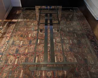 Design Institute America (DIA) Architecturally Engineered Chrome & Glass Dining Table. Pictured with Set of 8 Mies van der Rohe BRNO Tubular Steel Armchair (Model 255), Designed in 1930.  Table Measures 96" L x 42" W x 28.5" H with 27.5" Clearance. Chairs Measure 22" W x 24" D with 17" Seat Height. Photo 9 of 12. 