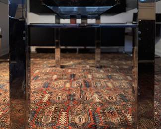 Design Institute America (DIA) Architecturally Engineered Chrome & Glass Dining Table. Pictured with Set of 8 Mies van der Rohe BRNO Tubular Steel Armchair (Model 255), Designed in 1930. Table Measures 96" L x 42" W x 28.5" H with 27.5" Clearance. Chairs Measure 22" W x 24" D with 17" Seat Height.  Photo 5 of 12. 