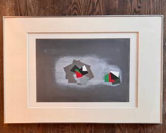 American School Mid-Century Geometric Abstraction, Circa 1960s–1970s. Mixed Media on Paper (Paint and Collage).  Signed by Artist. Photo 1 of 4.  