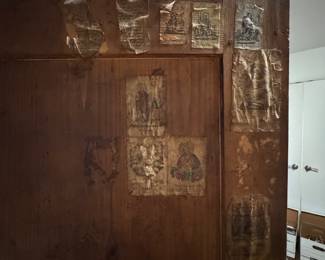 Early 19th-Century Swedish Painted Folk Cabinet (Skåp), Dated 1805. Pine With Original Polychrome Decoration. Raised on Turned Bun Feet. Measures 50" W x 26" D x 75" H. Photo 5 of 8. 