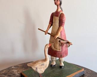 "Hay Raking," Hand-Carved, Hand-Painted Folk Art Sculpture by Denise Calla (American, Contemporary). Measures 6" x 9" Base; 14" H. Photo 2 of 3. 