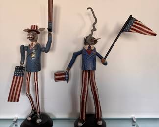 Hand-Carved, Hand-Painted Political Folk Art Figures -- Donkey (Democrat) & Elephant (Republican). Late 20th Century. Each Measures 32" H. Photo 2 of 5. 