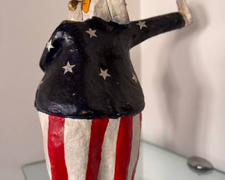 Paper Mache Uncle Sam Clown Figurine - 2 Available.  Late 20th Century (1940 - 1940s). Each Measures 24" H. Photo 3 of 6. 