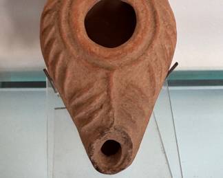 Antique Terracotta Leaf-Form Oil Lamp, Mediterranean Style. Measurements to Come. Photo 1 of 3. 