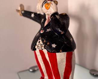 Paper Mache Uncle Sam Clown Figurine - 2 Available.  Late 20th Century (1940 - 1940s). Each Measures 24" H. Photo 1 of 6. 