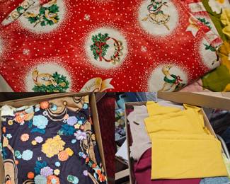 Boxes of vintage fabric