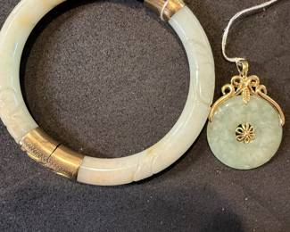 White jade and 14K gold