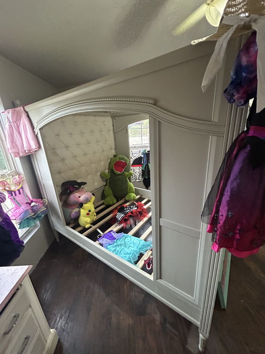 Girls Canopy Bed, Matching Dresser, Matching Bookcase