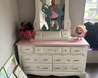 Girls Matching Dresser, Bed,  Bookcase
