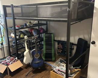 Boys Metal Bunk Bed, Lots of Boys Helmets, 2 Boxes of LEGO pieces, 2 Rocker Chairs
