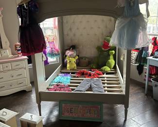 Girls Canopy Bed, Matching Dresser, Matching Bookcase