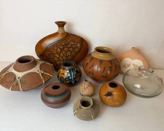 Handcrafted Pottery Vessels Etched Glass Bowl, Indigenous  Studio Style