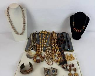 Boho Beaded Necklace Collection w Wooden, Shell, Stone Jewelry Statement Bracelet