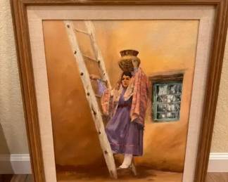 Collection of 5 Framed Southwestern Western Art Prints  Native American, Cowboy, Feather Themes