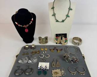 Mixed Vintage Costume Jewelry  Necklaces, Bracelets, Hoop Earrings, David Datz Clips