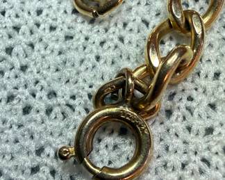 Vintage K Gold Filled Charm Bracelet with North Carolina Seal Medallion and Ruby Accents 