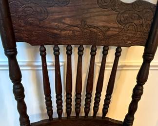 Antique Pressed Back Oak Side Chair 