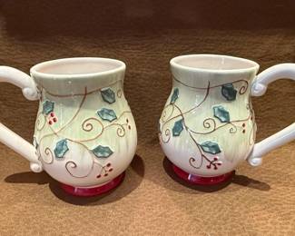 Pfaltzgraff Pepperberry Holly and Berry Ceramic Mugs
