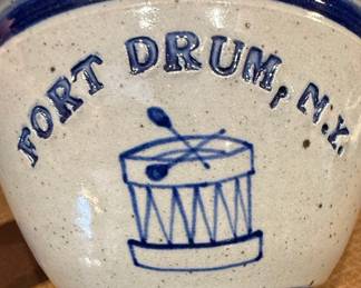 Fort Drum, N.Y. Stoneware Bowl with Drum Motif