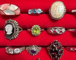 Sterling Silver and Gemstone Rings (close-up)