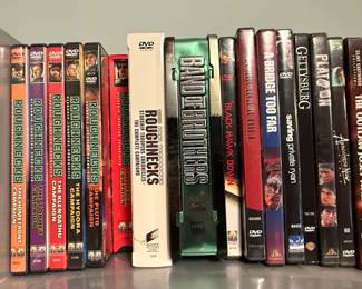 Collection of Harry Potter, Roughnecks, Band of Brothers, and other popular DVDs or Blurays