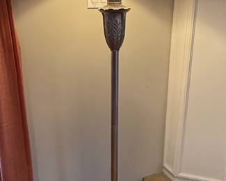 Vintage Torchiere Floor Lamp with Acanthus Leaf Motif