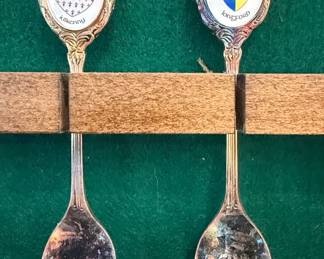 Set of Four Irish County Souvenir Spoons in Display Case 