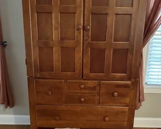 Shaker Style Cherry Armoire with Drawers