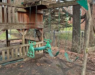 Leisure Time Products Wooden Playset with Swing Set and Slide 