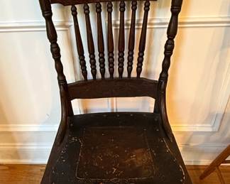 Antique Pressed Back Oak Side Chair