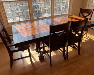 World Market Verona Trestle Dining Table Set with Bench and Chairs