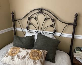 Wrought Iron Headboard with Sunflower Motif