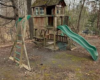 Leisure Time Products Wooden Playset with Swing Set and Slide (Note: Buyer to disassemble and remove from property.)