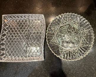 Indiana Glass Pretzel Pattern Divided Relish Tray and Fruit Bowl Set