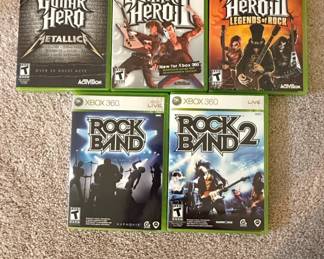 Xbox Guitar Hero and Rock Band Game Bundle