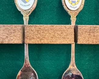 Set of Four Irish County Souvenir Spoons in Display Case