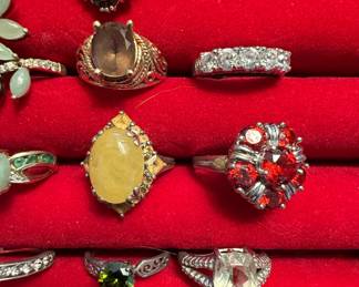 Sterling Silver and Gemstone Rings (close-up)