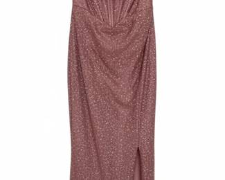 Sparkly Sequin Sweetheart Strapless Gown with High Slit