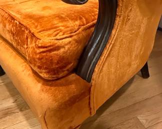 Vintage Orange Velvet FanBack Armchair 
