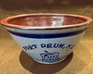 Fort Drum, N.Y. Stoneware Bowl with Drum Motif