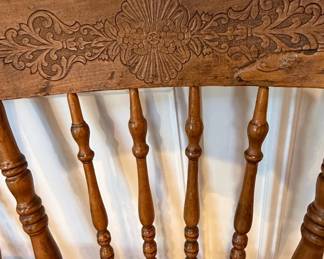 Antique Pressed Back Oak Dining Chairs Set of  2