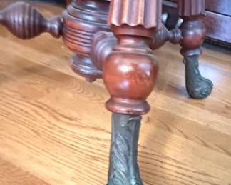 Antique Victorian Piano Stool with Claw Feet and Adjustable Height