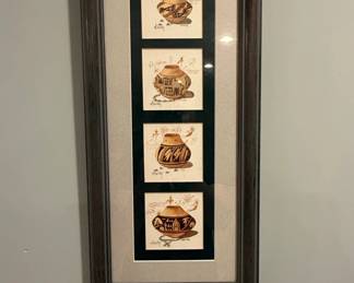 Framed Watercolor Prints by Darlin of Isleta Pueblo Pottery
