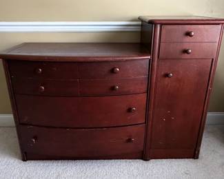Cherry Wood Dresser with Attached Cabinet
