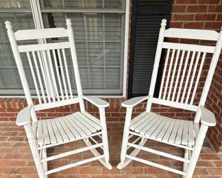 Cracker Barrel Old Country Store The Cracker Barrel Rocker Pair of White Wooden Rocking Chairs