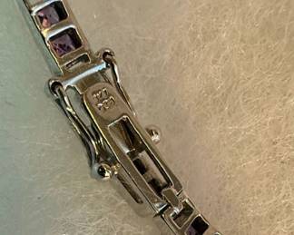Amethyst and Diamond Tennis Bracelet in Sterling Silver 