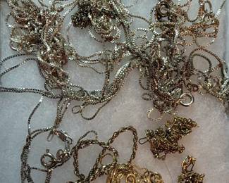 Lot of Mixed Sterling Silver and Gold Plated Necklaces