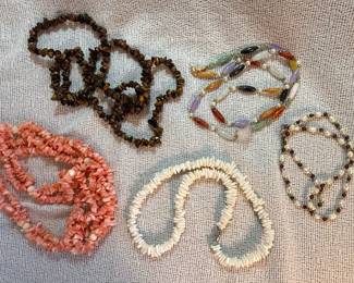 Assorted Gemstone, Shell, and Coral Necklaces