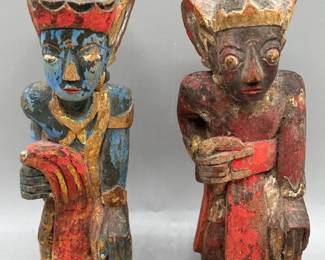 Polychrome Wood Figure Pair