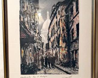Framed Etching Rue St. Rustique